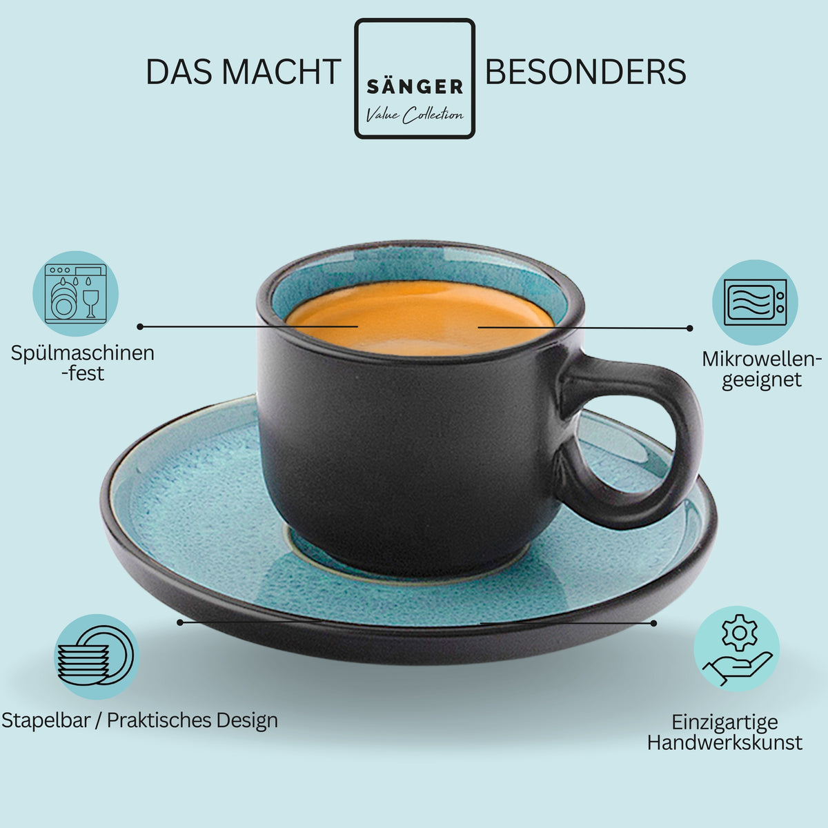 SÄNGER Espressotassen Set Granada - 12 teilig aus Steingut