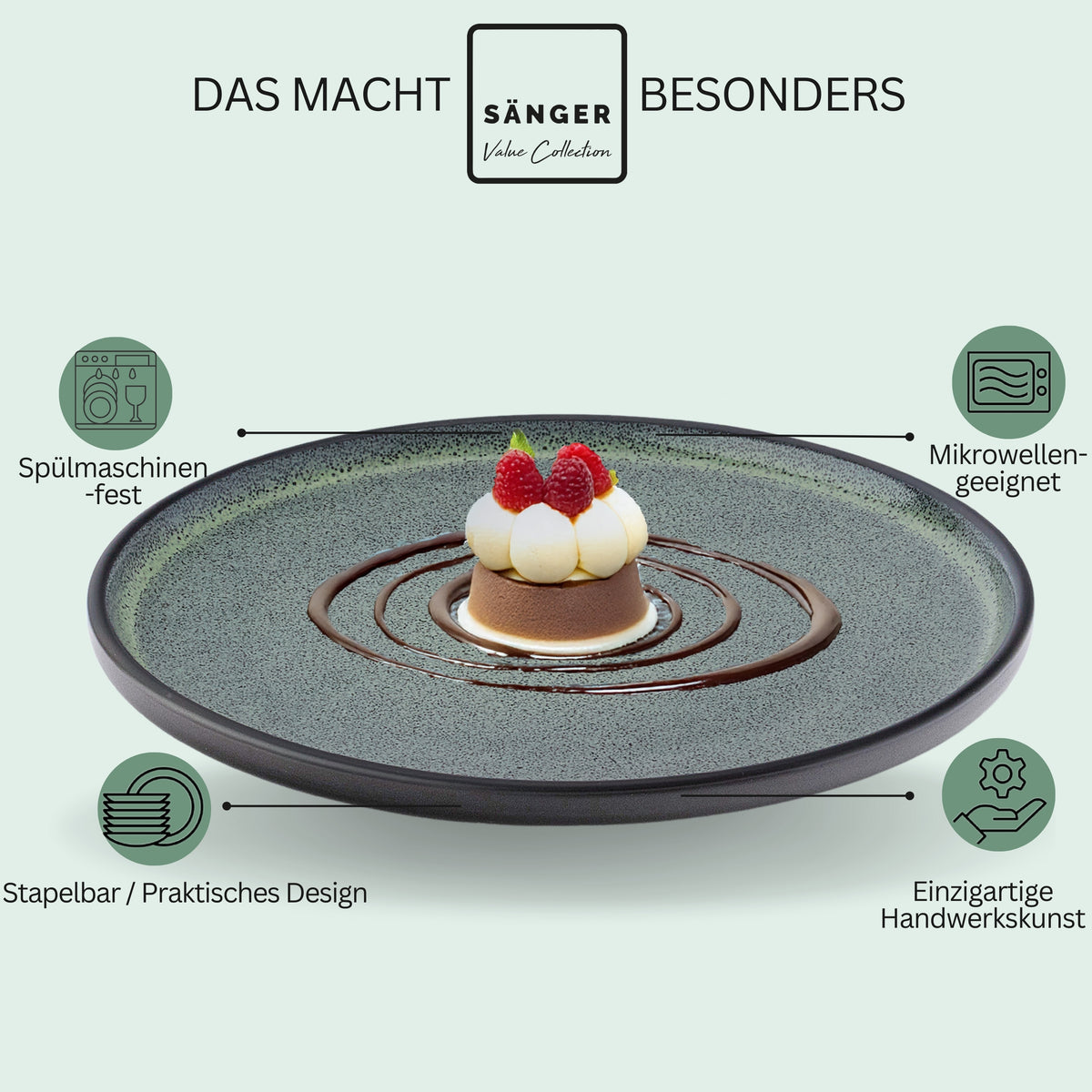 SÄNGER Stoneware Dessert Plates Malmö 6-piece