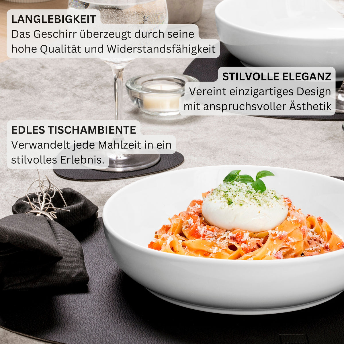 SÄNGER Porzellan Pastaschalen Marlo 6-teilig für 6 Personen