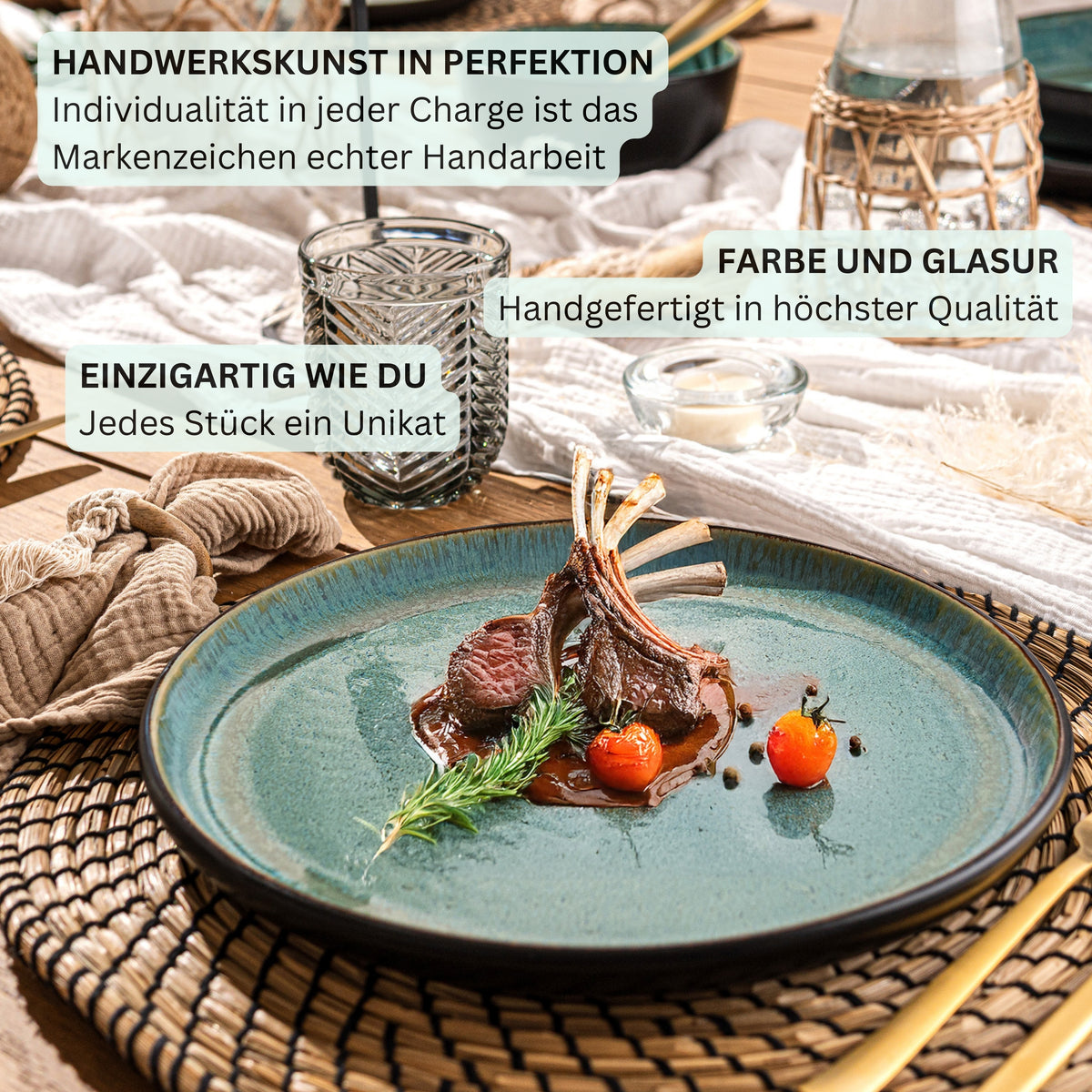 SÄNGER Stoneware Dinnerware Set Fiji, 18-Piece Dinner Service for 6 People
