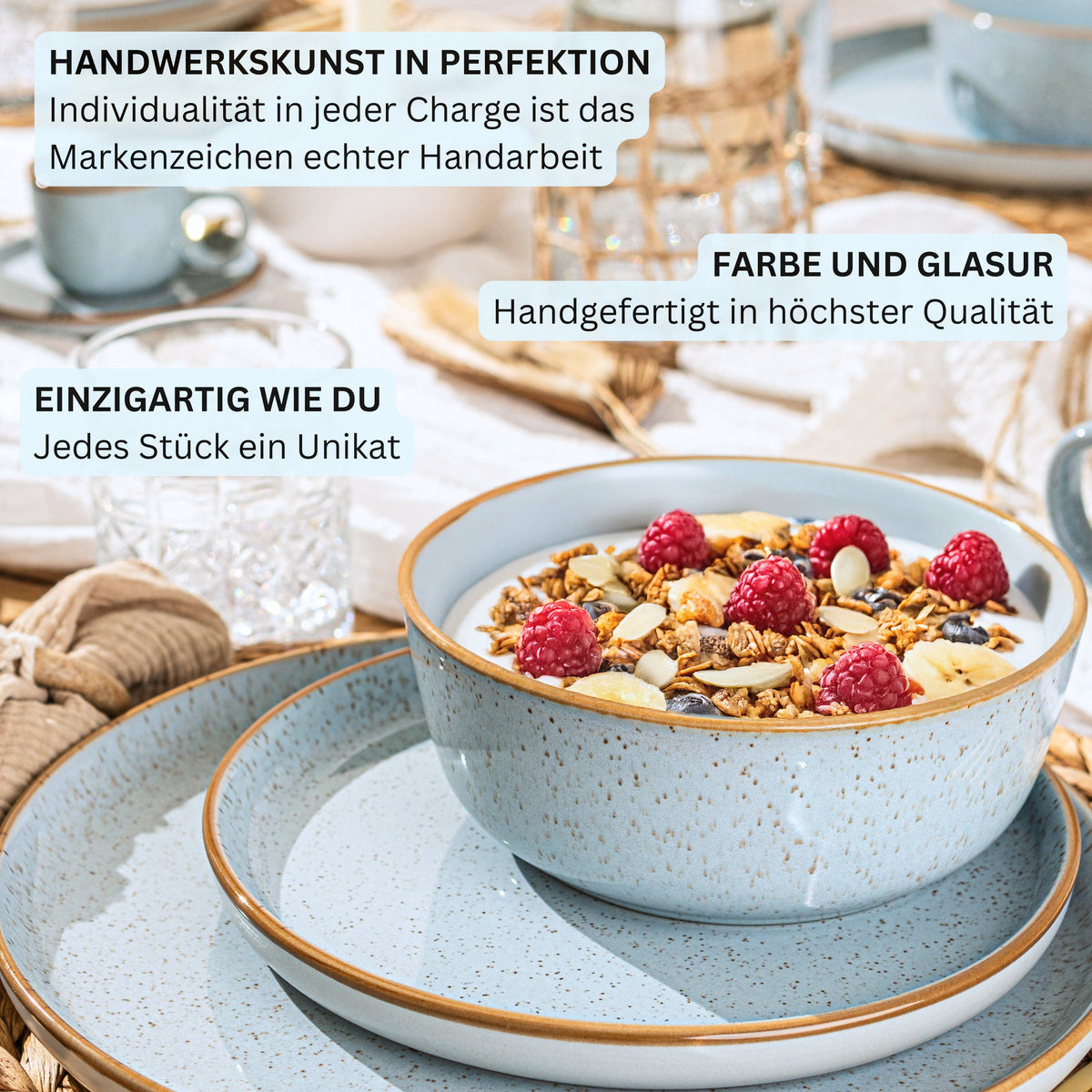 SÄNGER Bowl Set Rio Lagune - 6-piece stoneware