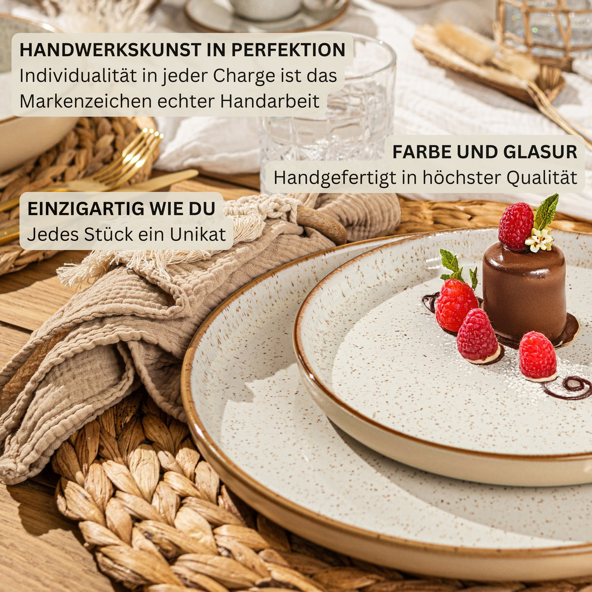 SÄNGER Dessertteller Set Rio Creme - 6 teilig aus Steingut