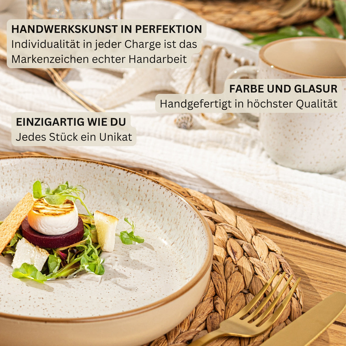 SÄNGER Pastaschalen Set Rio Creme - 6 teilig aus Steingut