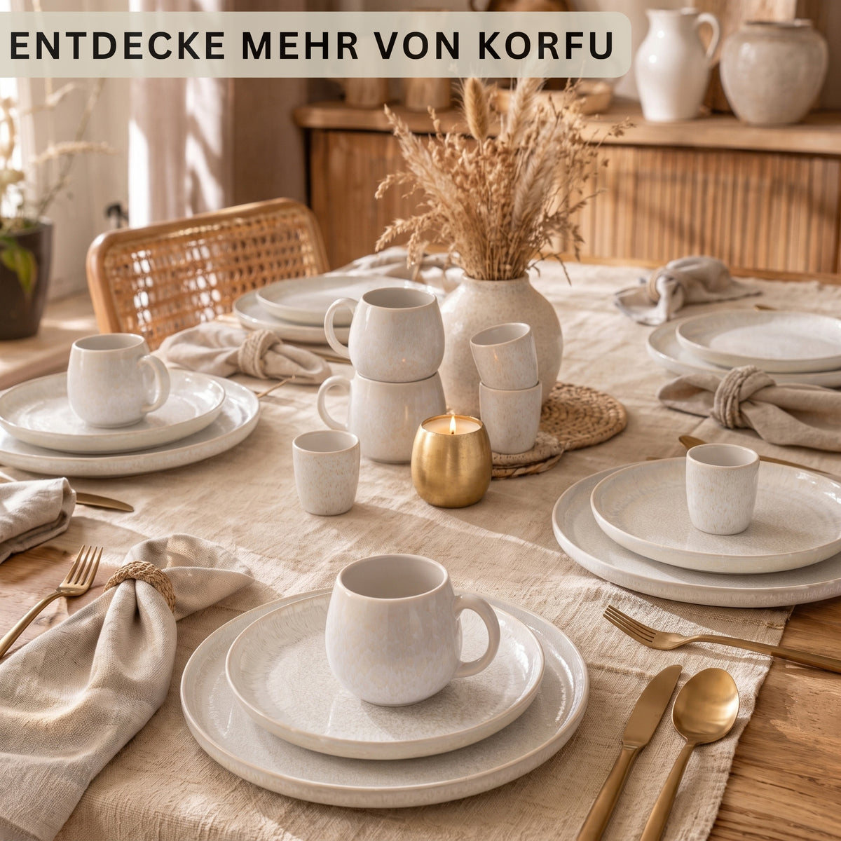 SÄNGER Steingut Korfu Kaffee-Set 12 teilig für 4 Personen