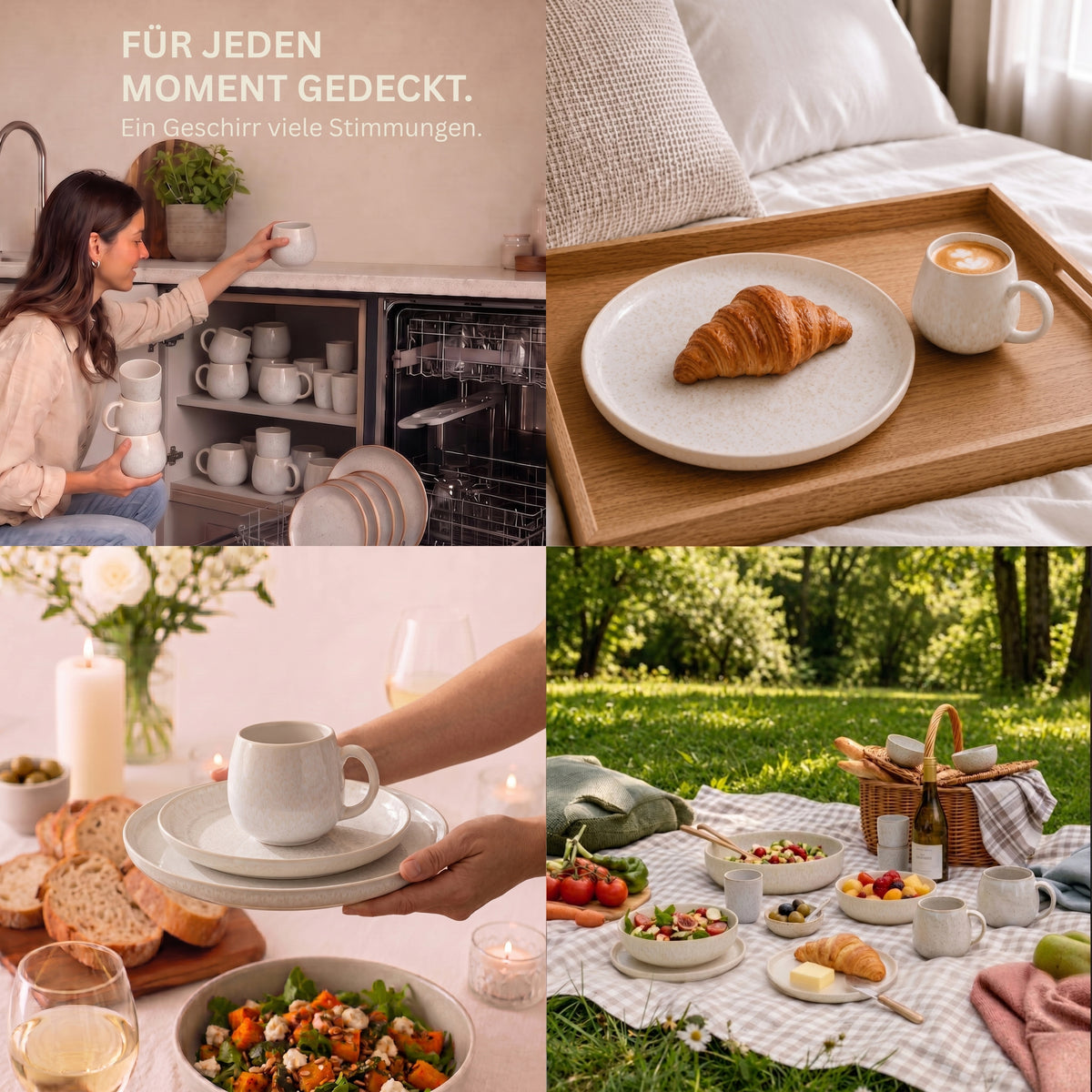 SÄNGER Steingut Korfu Kaffee-Set 12 teilig für 4 Personen