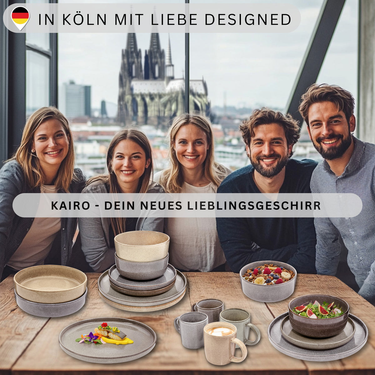 SÄNGER Speiseteller Set Kairo - 4 teilig aus Steingut