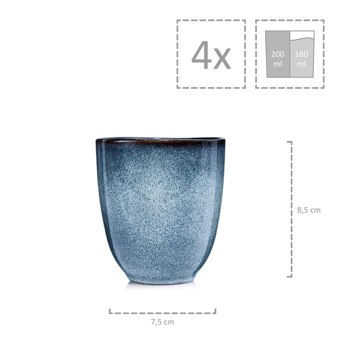 Sänger Handleless Coffee Mug Set Darwin 4-piece (180 ml)