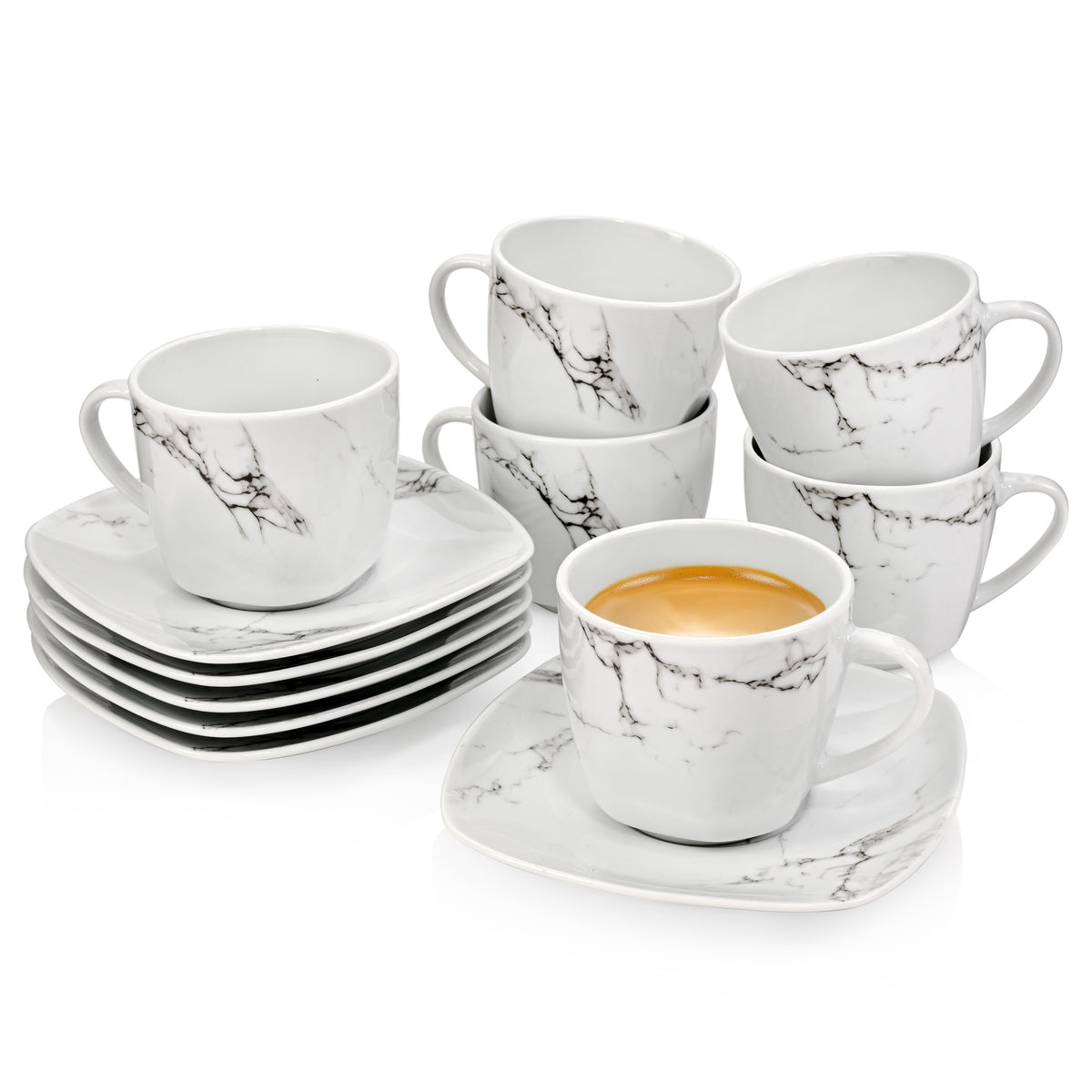 SÄNGER Bilgola Marble 12-Piece Coffee Cup Set for 6 People