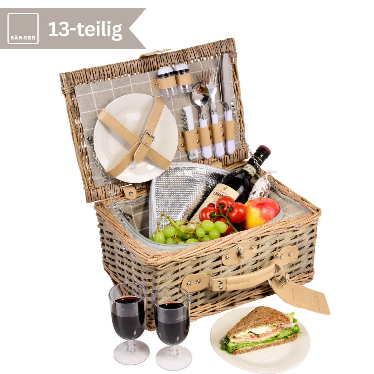 SÄNGER Amrum Picnic Basket, 13 pieces, for 2 people
