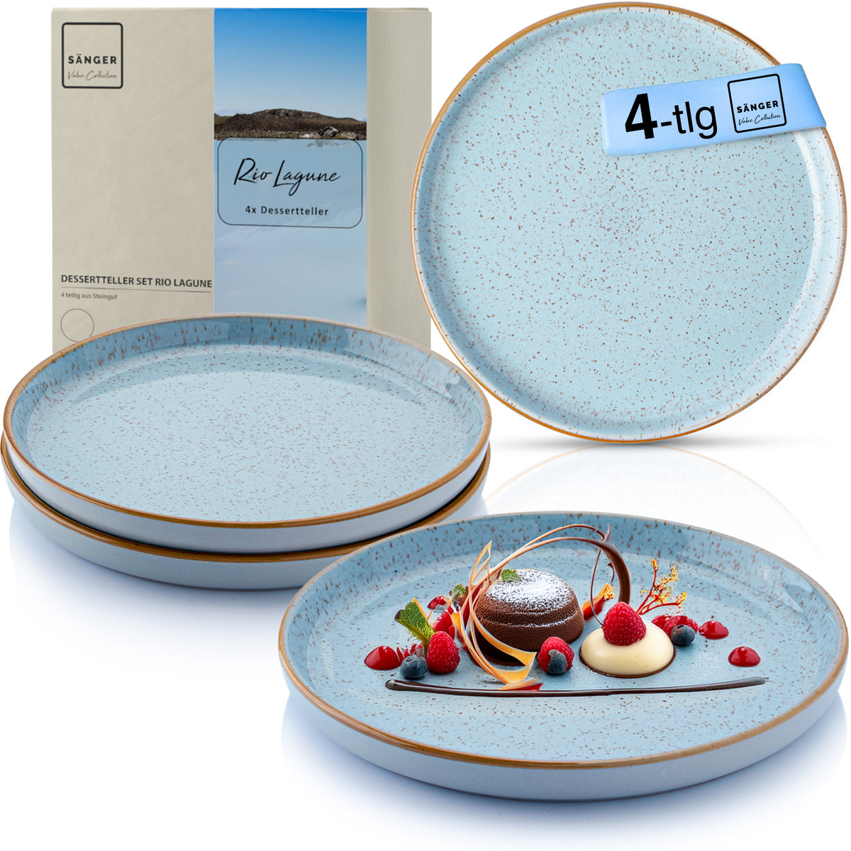 SÄNGER Dessert Plate Set Rio Lagoon 4 pieces