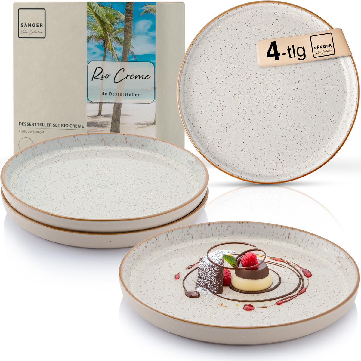 SÄNGER Dessert Plate Set Rio Cream, 4-piece
