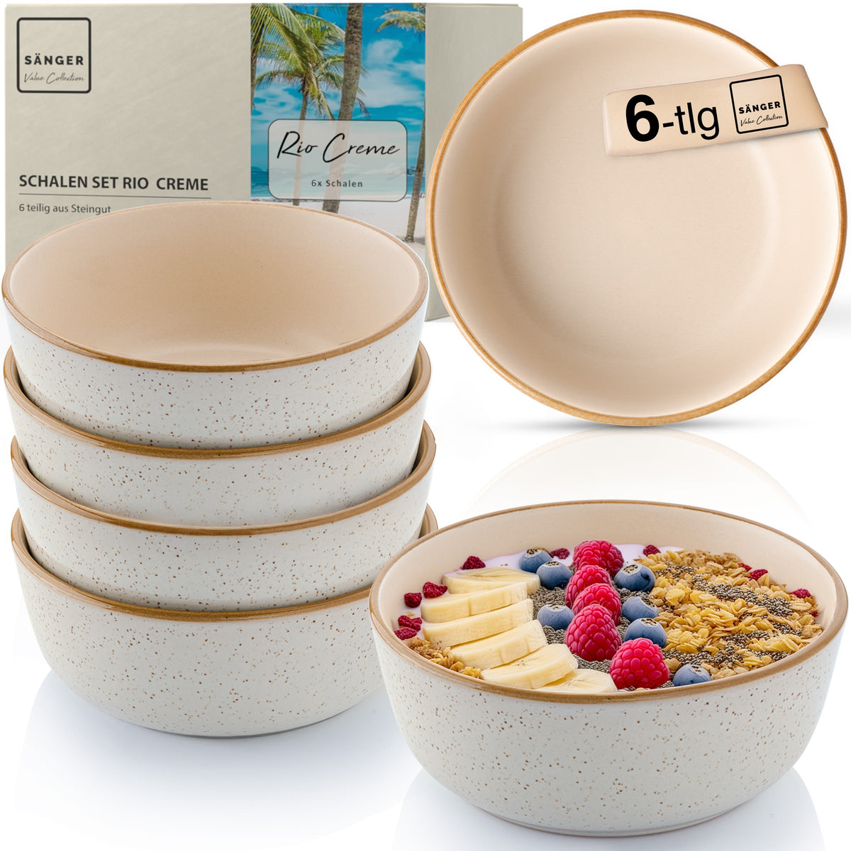 SÄNGER Schalen Set Rio Creme - 6 teilig aus Steingut