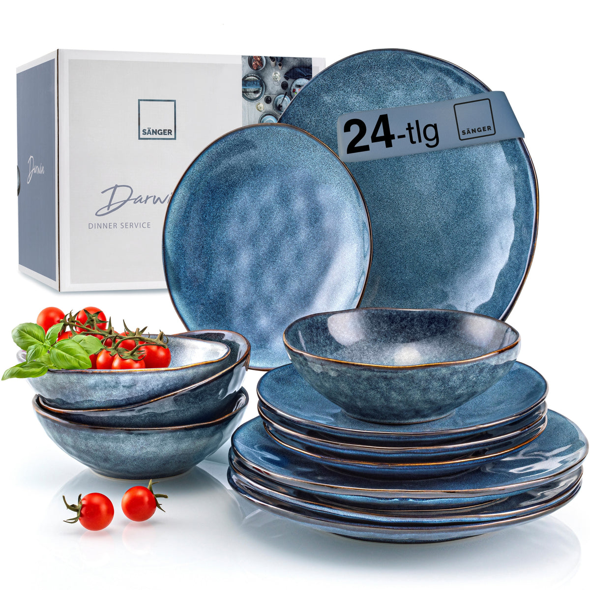 SÄNGER Stoneware Dinnerware Set Darwin, 24-Piece Dinner Service for 8 People