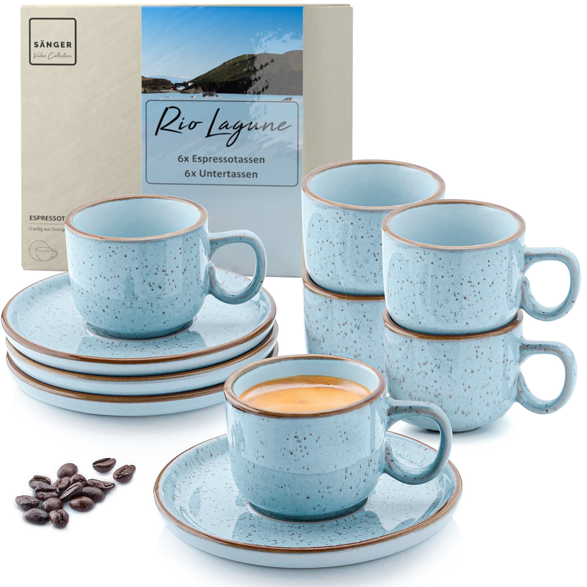 SÄNGER Espresso Cup Set Rio Lagoon, 12-piece, for 6 people