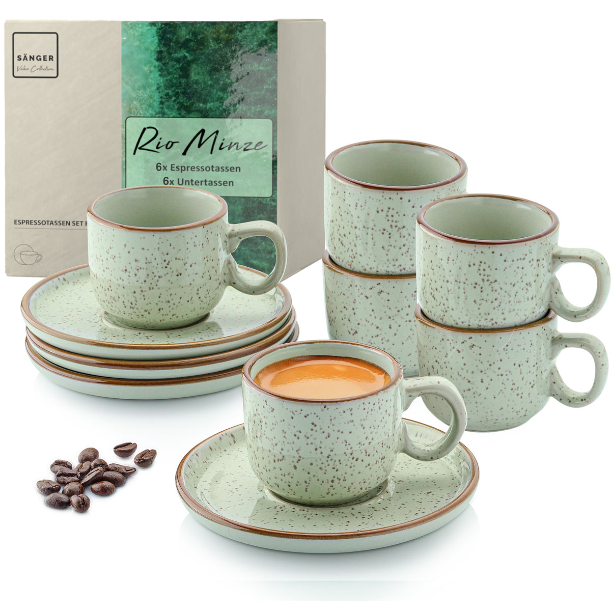 SÄNGER Espresso Cup Set Rio Mint, 12-piece, for 6 people