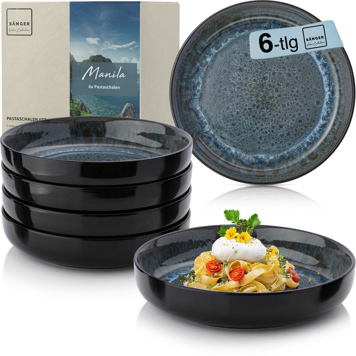 SÄNGER Pastaschalen Set Manila - 6 teilig aus Steingut