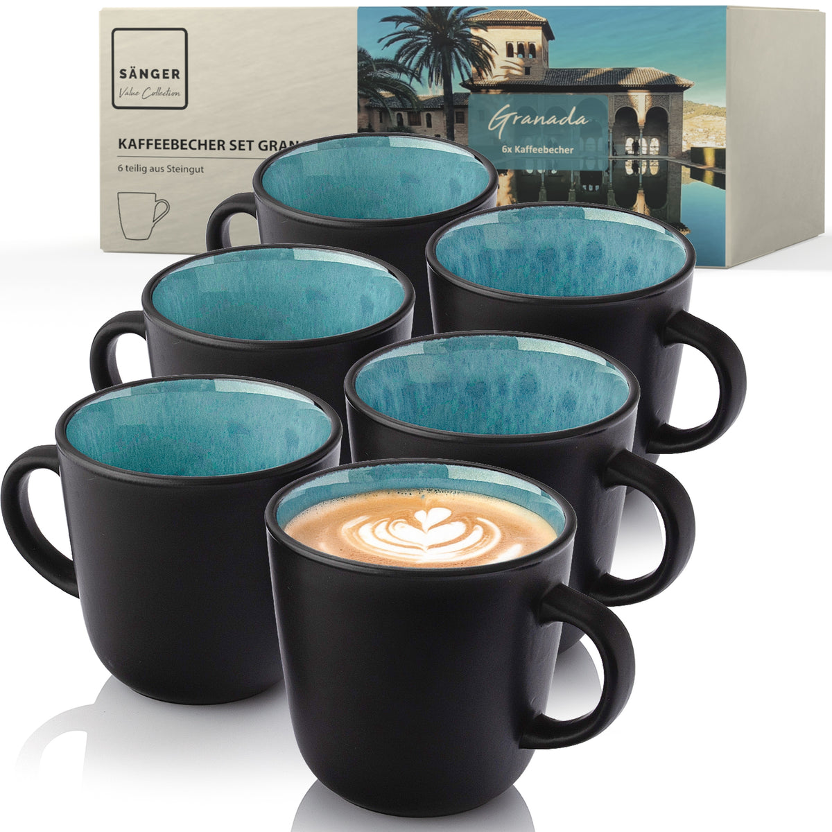 SÄNGER Kaffeebecher Set Granada - 6 teilig aus Steingut