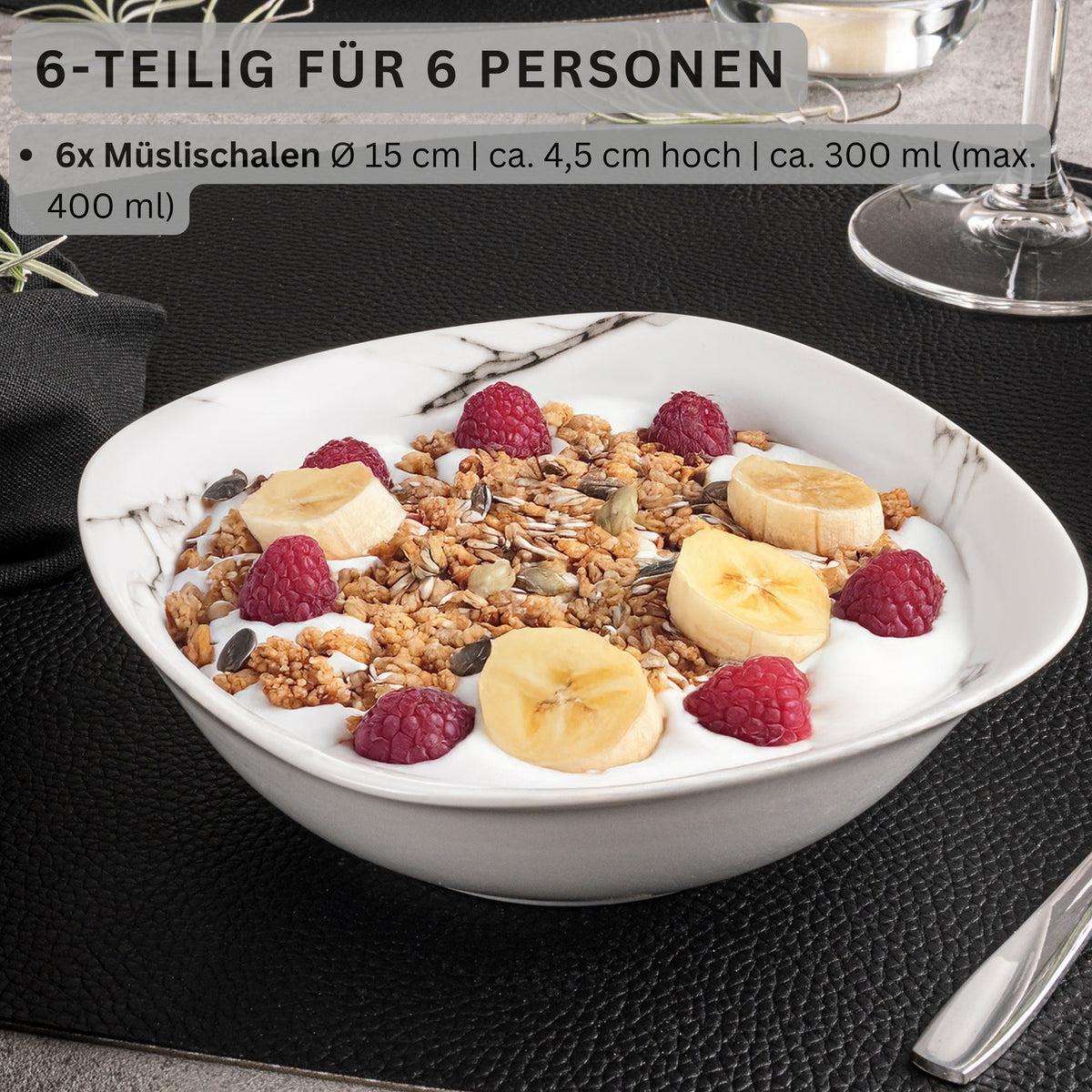 SÄNGER Muesli Bowls Set Bilgola Marble Design 6-piece