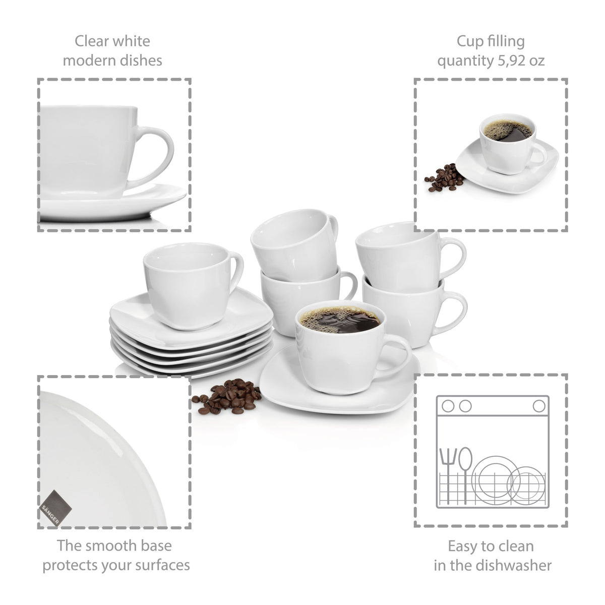 SÄNGER Kaffeetassen Set Bilgola 12 teilig für 6 Personen