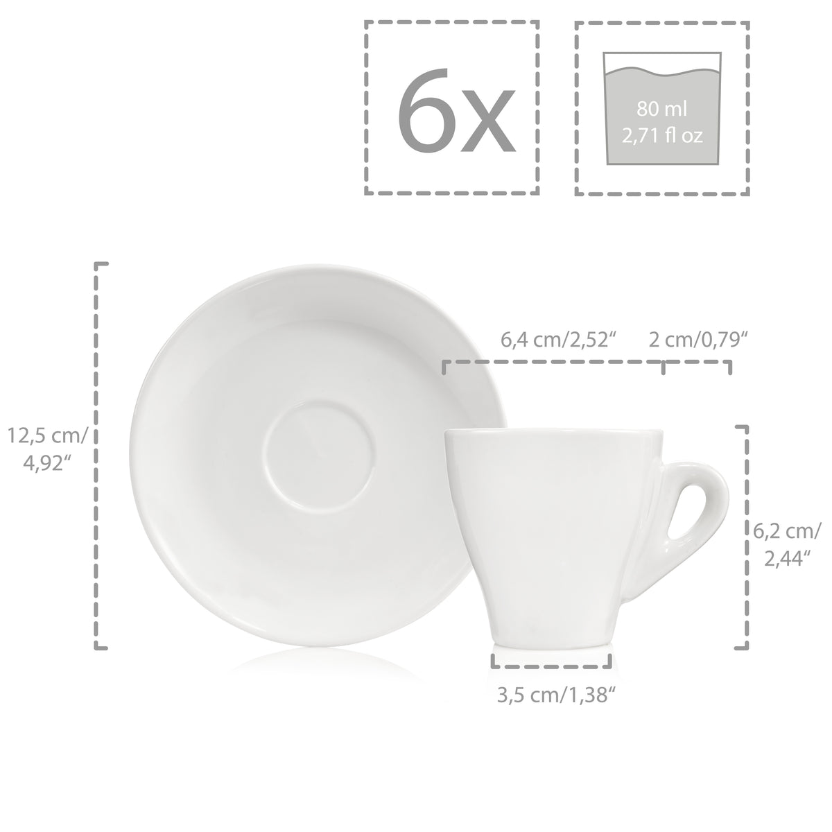 SÄNGER Espresso Cup Set New Port 12-piece for 6 people