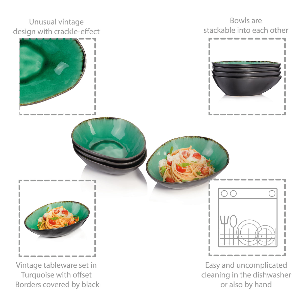 SÄNGER Pasta Bowl Set Palm Beach 4-piece