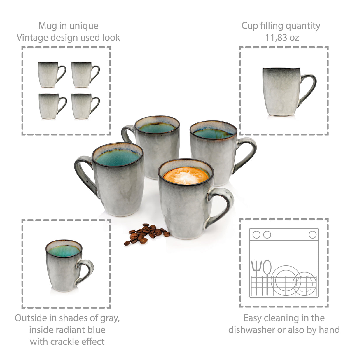 SÄNGER Kaffeebecher Set Capri 4 teilig
