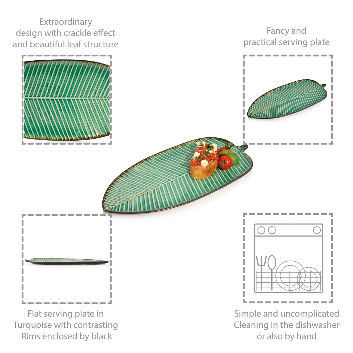 SÄNGER Serving Plate Palm Beach Leaf Optic