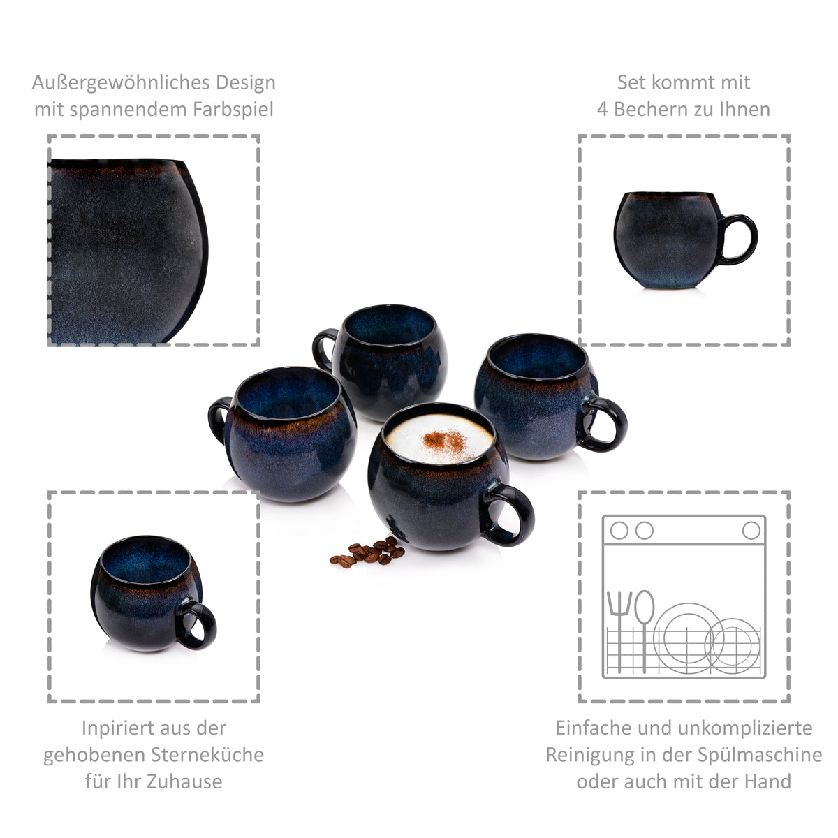 SÄNGER Cappuccinotassen Set Tokio 4 teilig