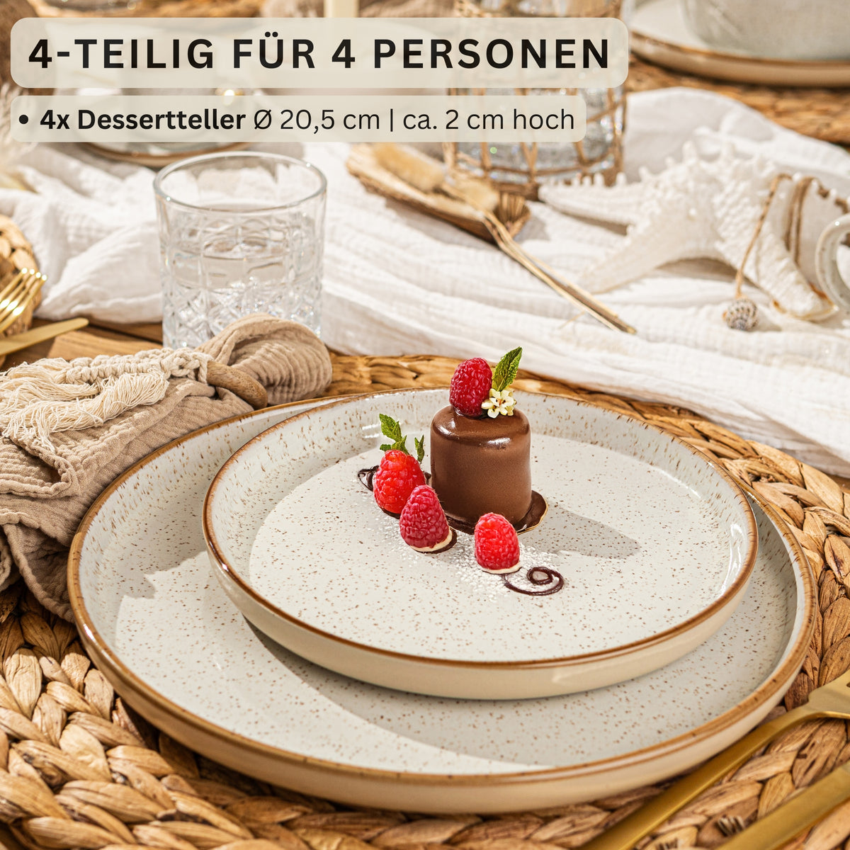 SÄNGER Dessert Plate Set Rio Cream, 4-piece