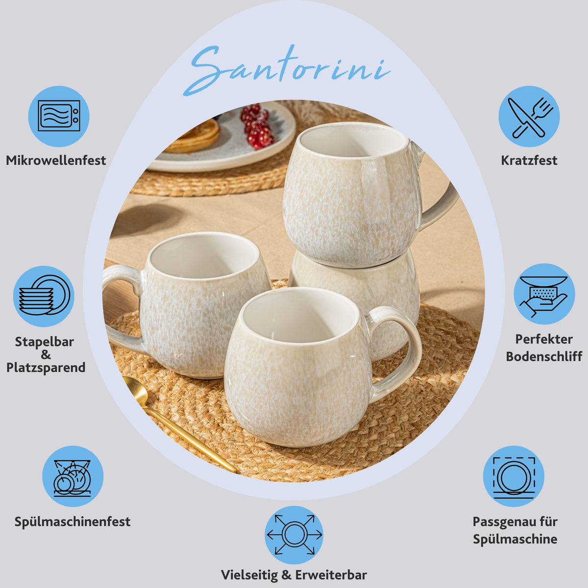 SÄNGER Kaffeebecher Set Santorini 4 teilig