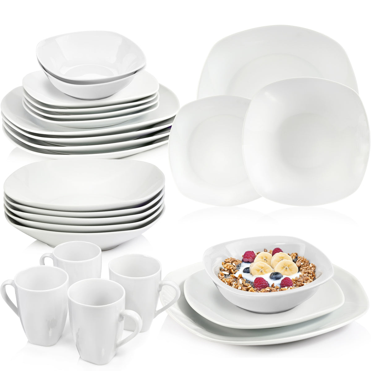 SÄNGER Porcelain Dinnerware Set Bilgola, Combi-set 30 pieces for 6 people