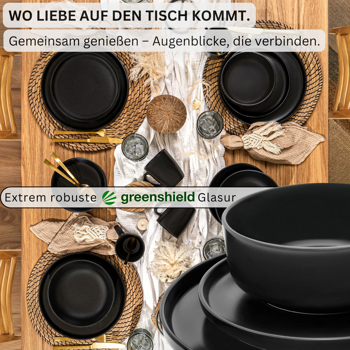 SÄNGER Stoneware Dinnerware Set Madeira, 18-Piece Dinner Set for 6 People