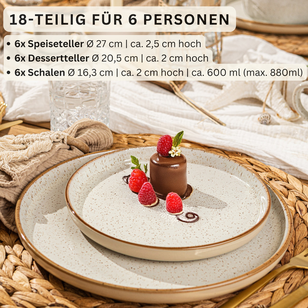 SÄNGER Dinnerware Set Rio Creme - 18 pieces stoneware