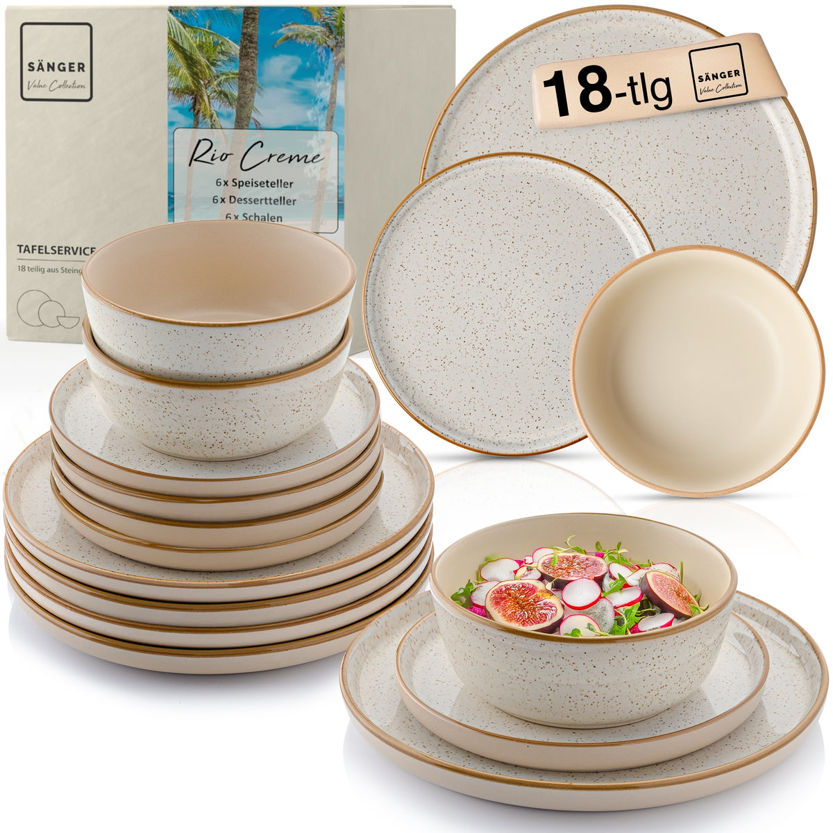 SÄNGER Dinnerware Set Rio Creme - 18 pieces stoneware