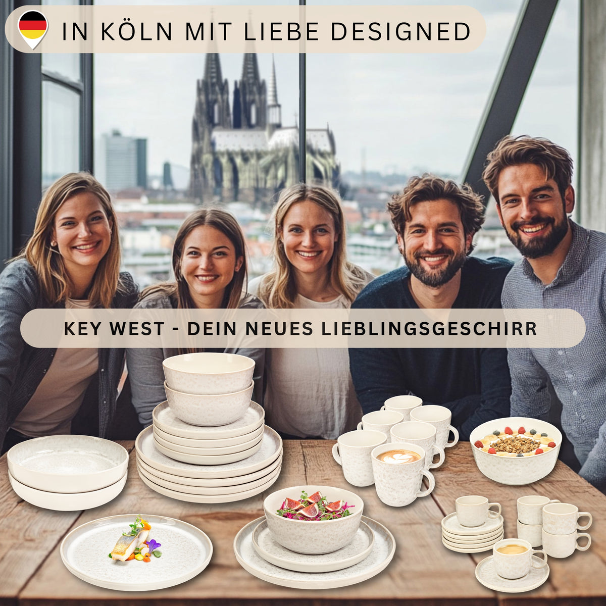 SÄNGER Kaffeebecher Set Key West - 6 teilig aus Steingut