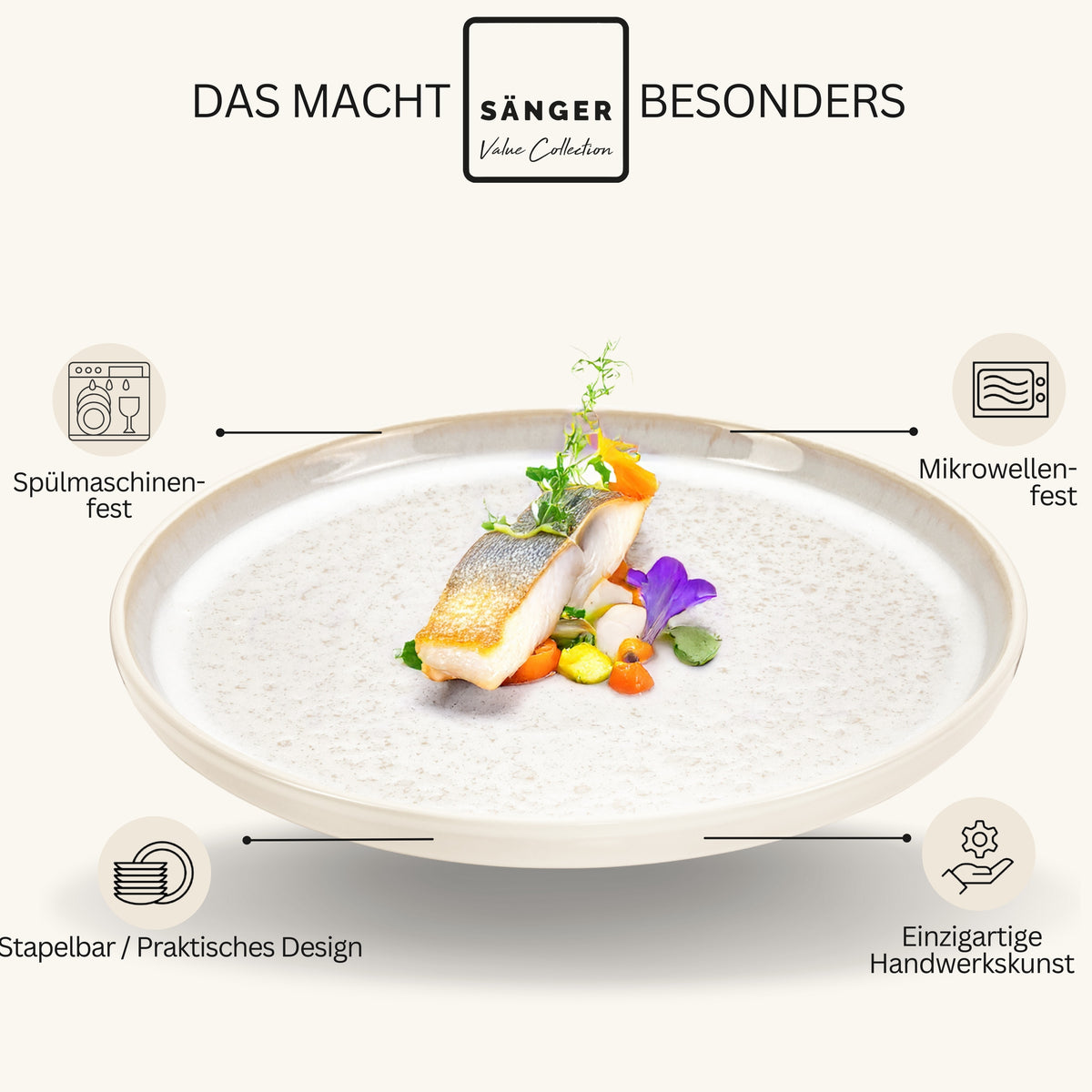 SÄNGER Dinner Plate Set Key West - 6-piece stoneware