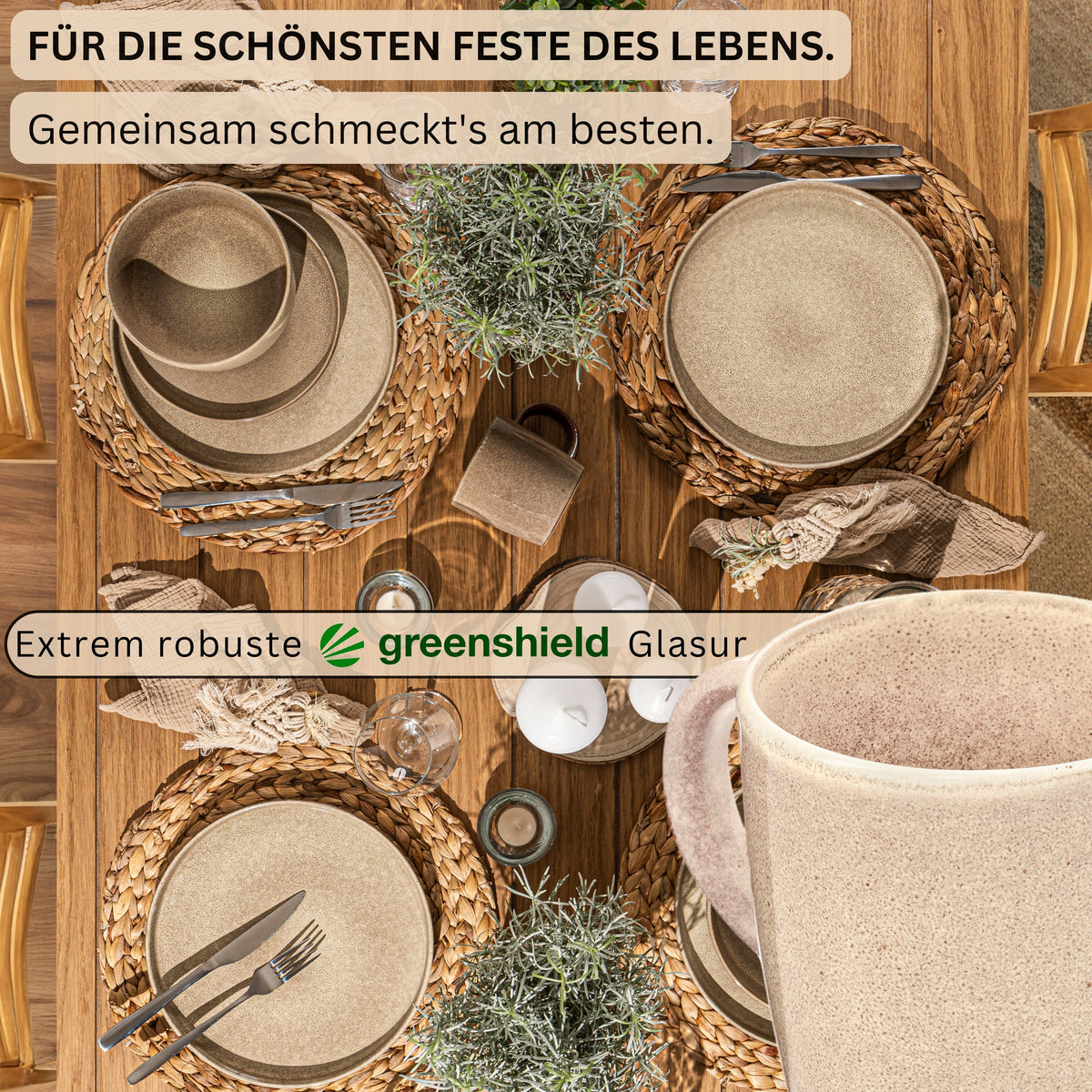SÄNGER Kaffeebecher Set Kairo Mocha - 4 teilig aus Steingut