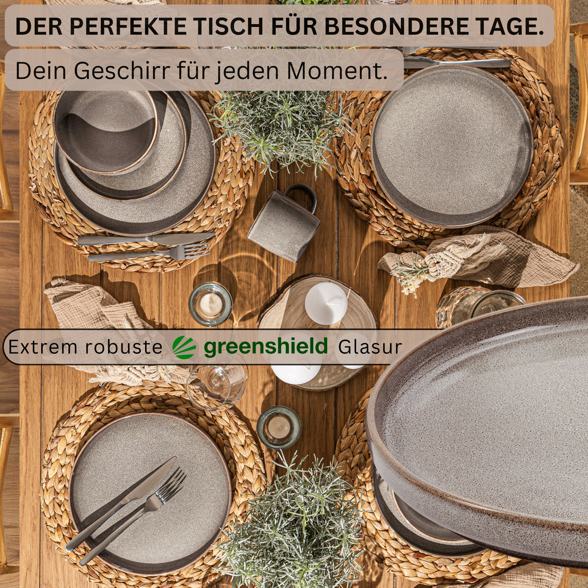 SÄNGER Dessertteller Set Kairo Graphit - 6 teilig aus Steingut