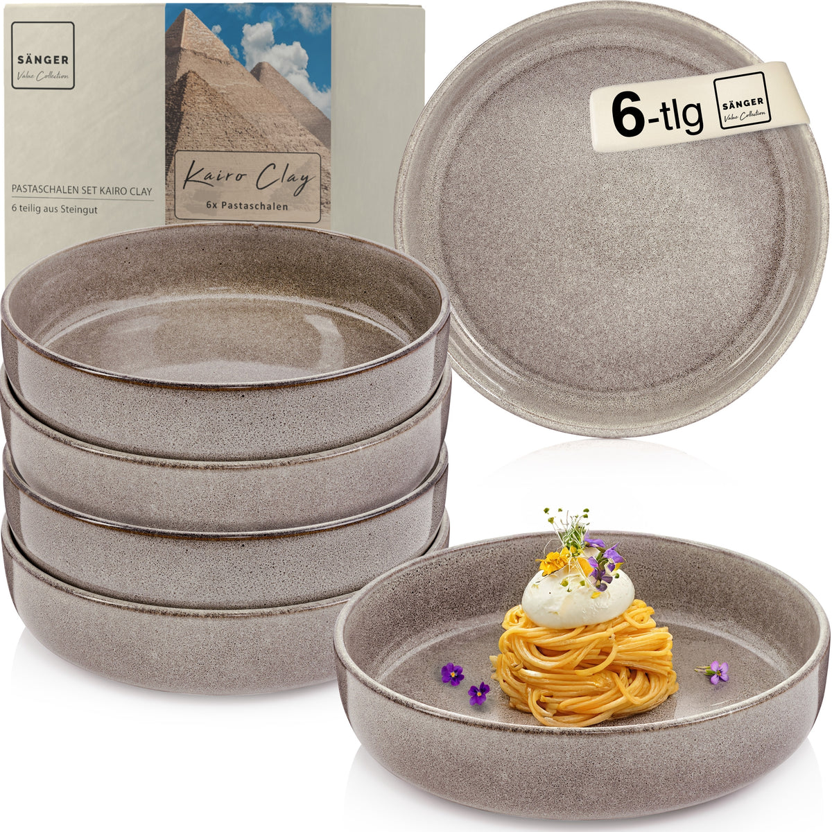 SÄNGER Pastaschalen Set Kairo Clay - 6 teilig aus Steingut