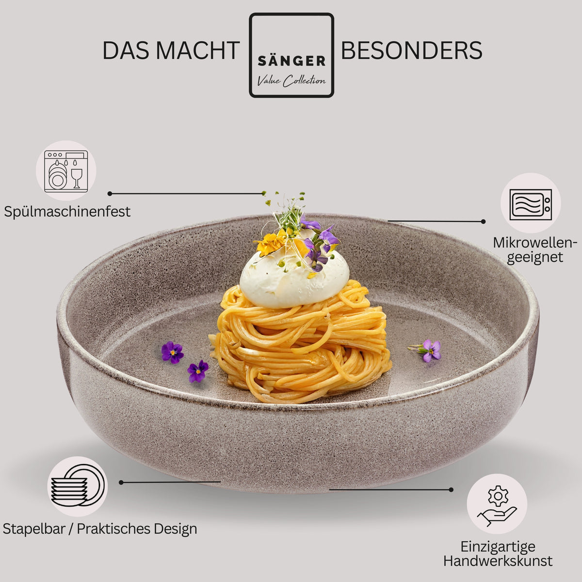 SÄNGER Pasta Bowl Set Cairo Clay - 6-piece stoneware