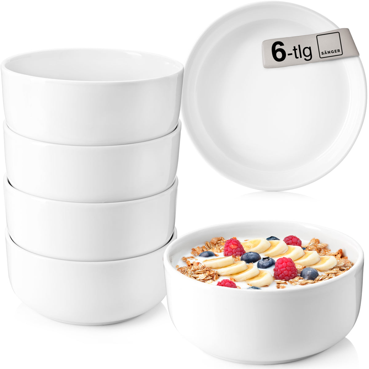 SÄNGER Porcelain Cereal Bowls Marlo, Set of 6