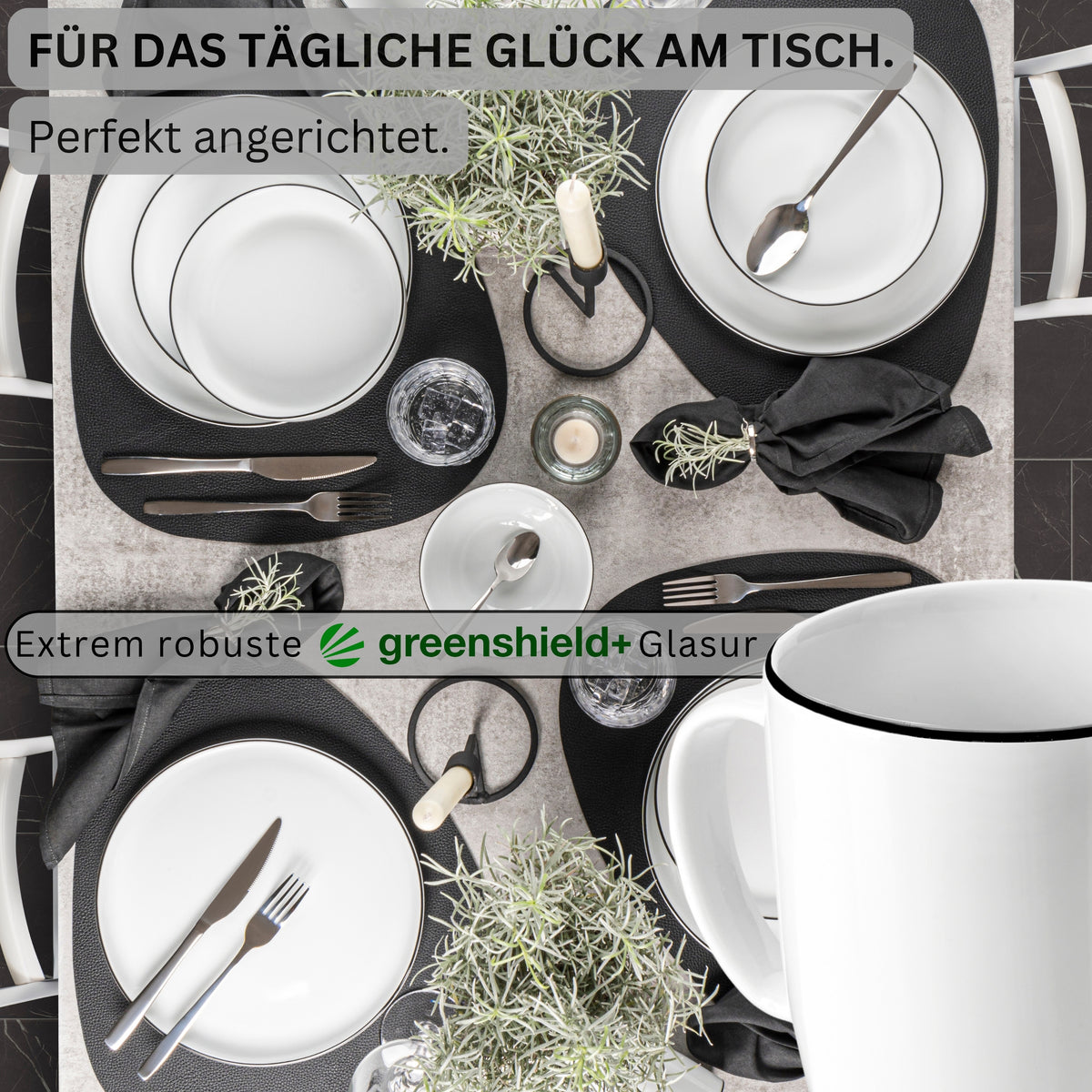 SÄNGER Porzellan Kaffeebecher Marlo Black Rim 6-teilig - NEU