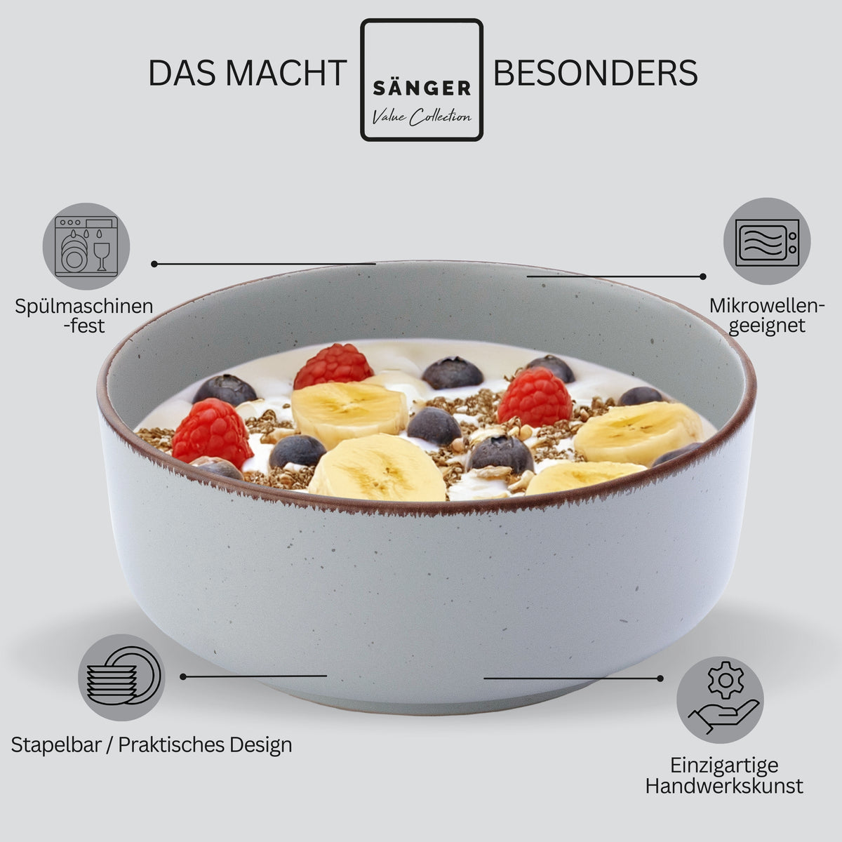 SÄNGER Stoneware Bowls Bombay Sky Shades 4 pcs