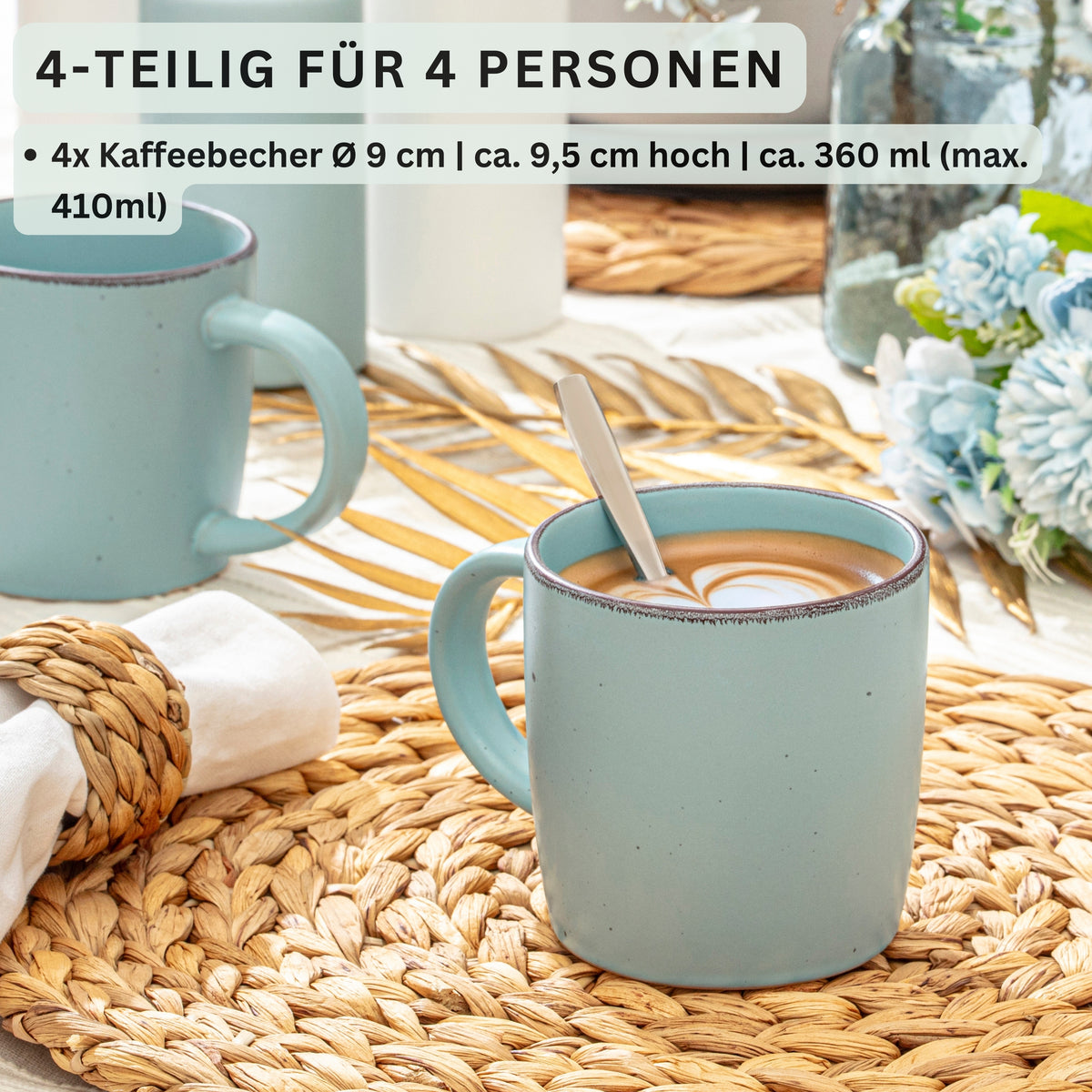 SÄNGER Steingut Kaffeebecher Bombay Sky Shades 4 teilig