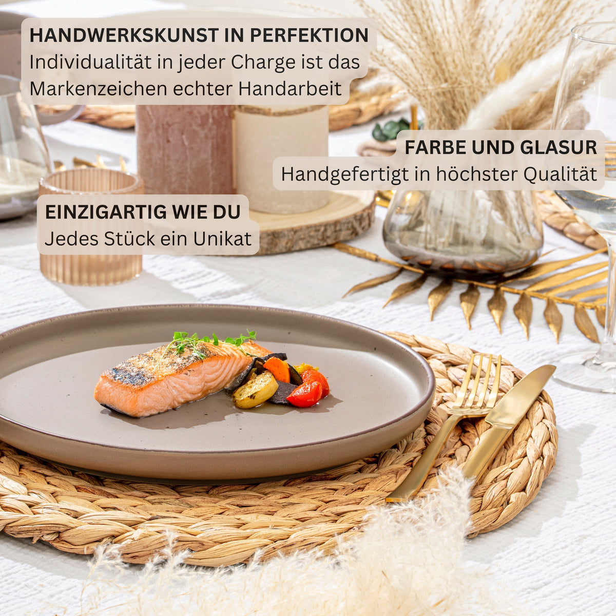 SÄNGER Steingut Speiseteller Bombay Erdfarben 4 teilig