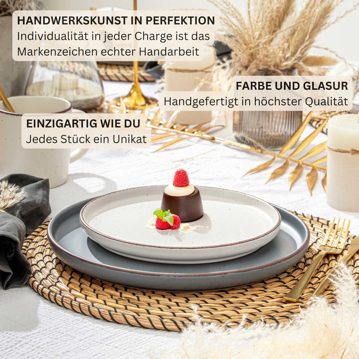 SÄNGER Stoneware Dinner Set Bombay Moonlight 12 Pieces for 4 People