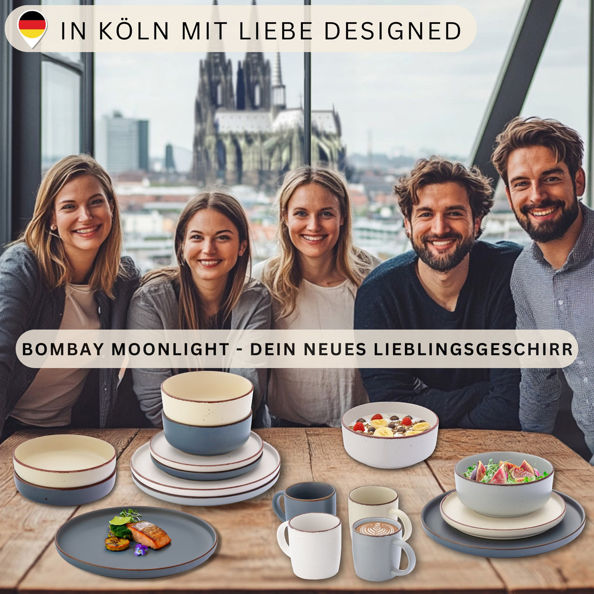 SÄNGER Steingut Speiseteller Bombay Moonlight 4 teilig
