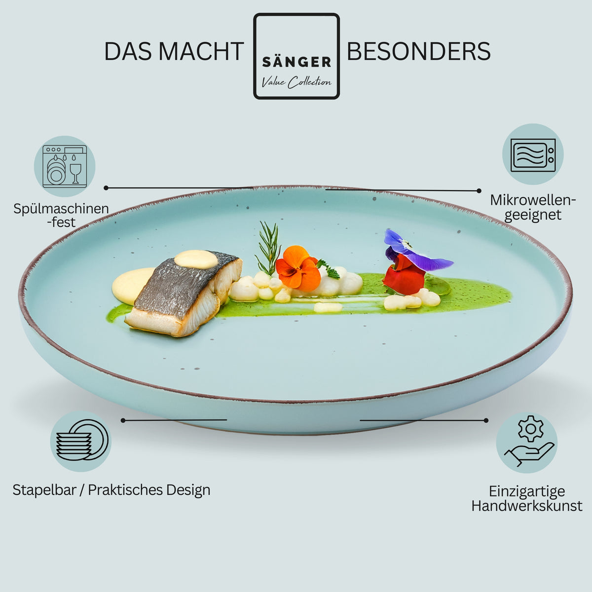 SÄNGER Stoneware Dinner Plate Bombay Seabed 4-piece