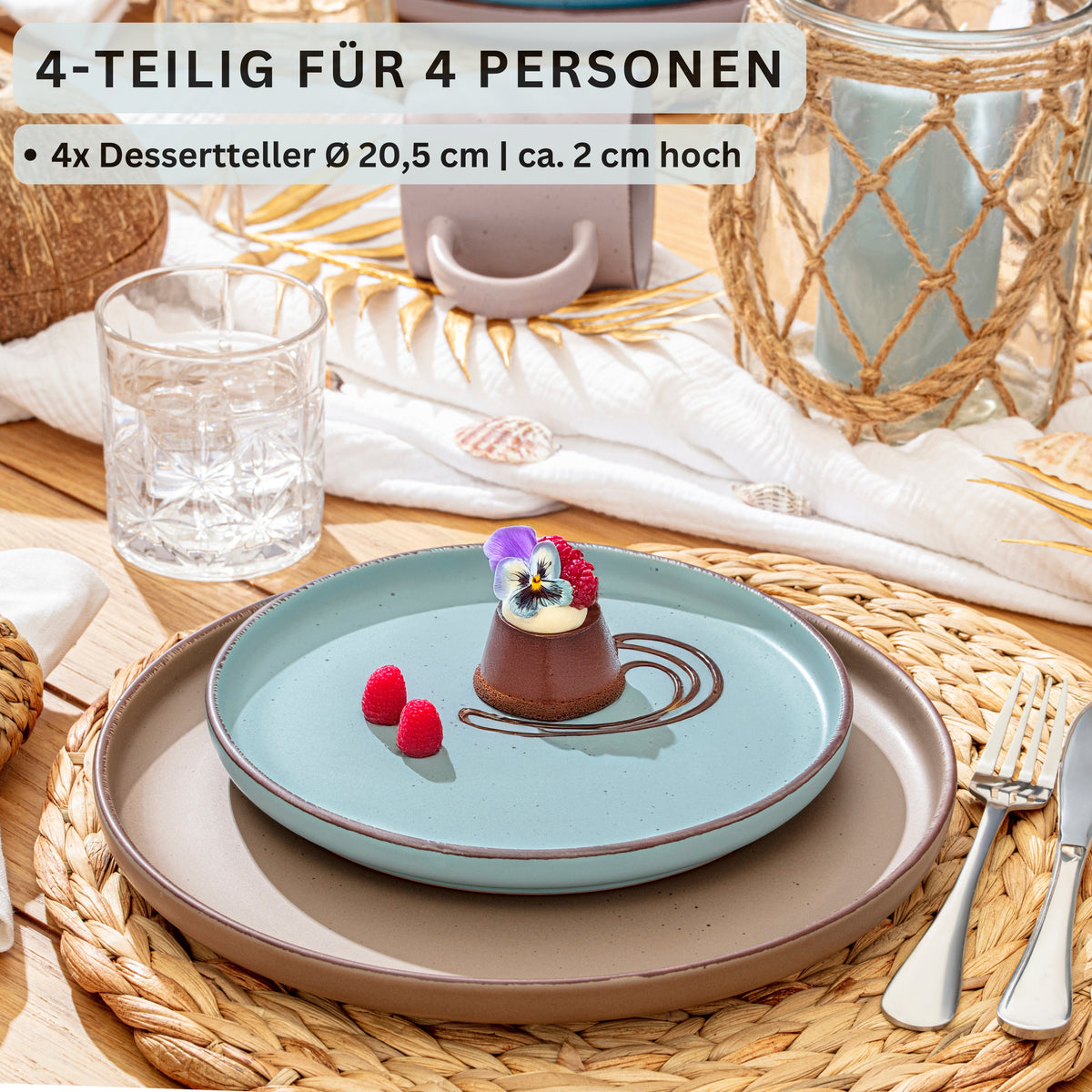 SÄNGER Steingut Dessertteller Bombay Meeresboden 4 teilig