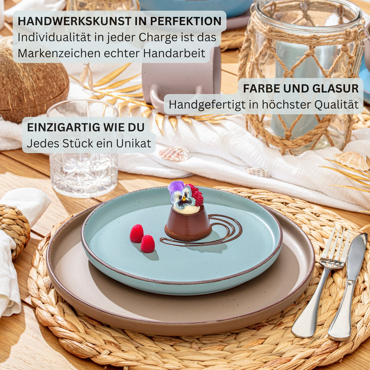 SÄNGER Steingut Dessertteller Bombay Meeresboden 4 teilig